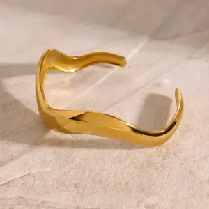 Gold Stainless Steel Geometric Wave Cuff Bracelet 14 S8b597663047144a99a9ba91e59855667I