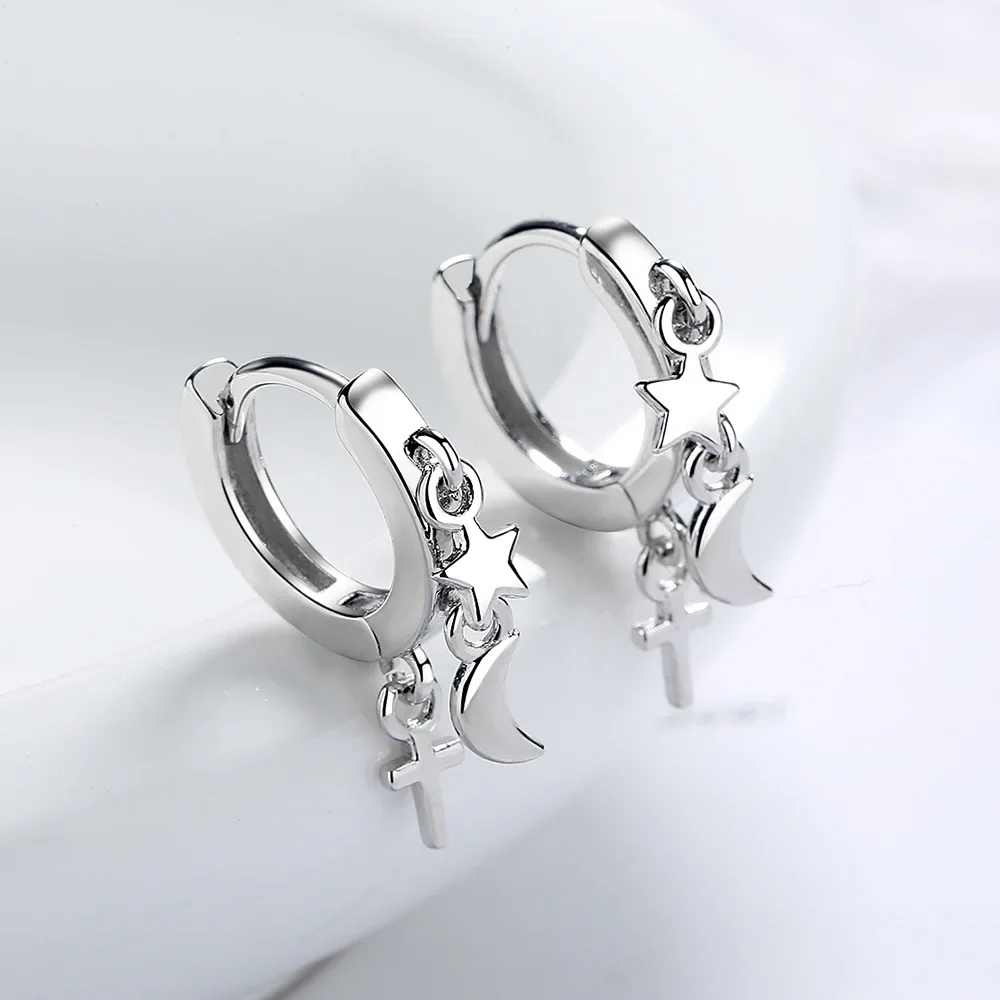 Celestial Silver Earrings with Zircon Stones 2 Celestial Silver Earrings with Zircon Stones - Image 2