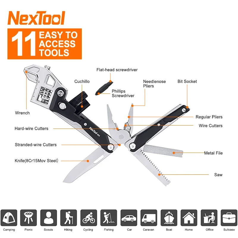NexTool W4 Multi-Tool in Black & Silver 4 NexTool W4 Multi-Tool in Black & Silver - Image 4