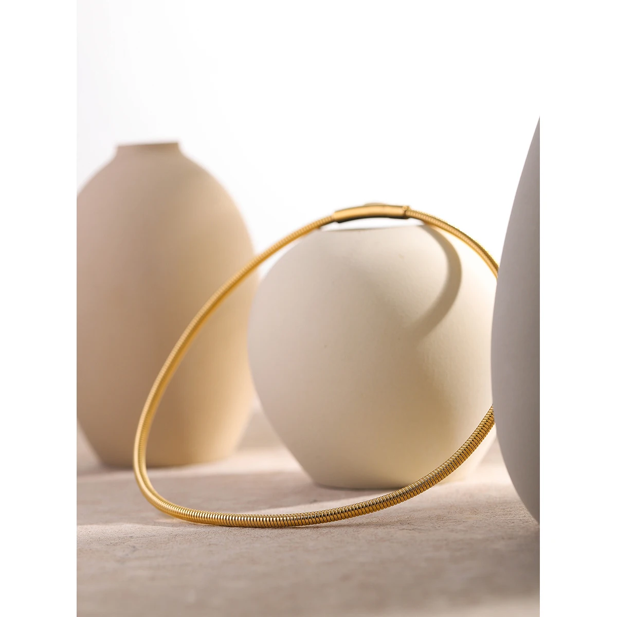 Stainless Steel Gold Snake Chain Necklace 2 Stainless Steel Gold Snake Chain Necklace - Image 2