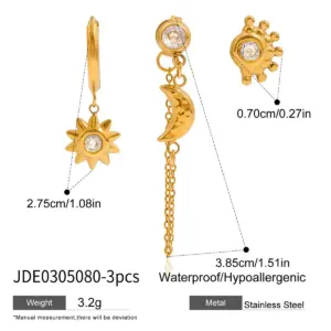 Gold Stainless Steel Earring Set with Zircon Stones 13 S8c0038db0dbd4ef79dac7a189f2798efQ