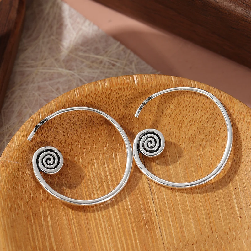 Vintage Silver Hoop Earrings with Textured Finish 4 Vintage Silver Hoop Earrings with Textured Finish - Image 4