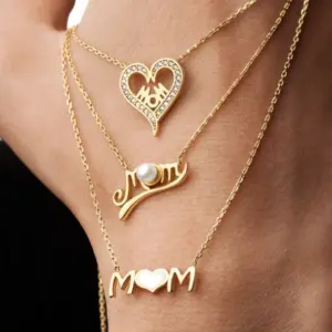 Stainless Steel Gold Pendant Necklace Set