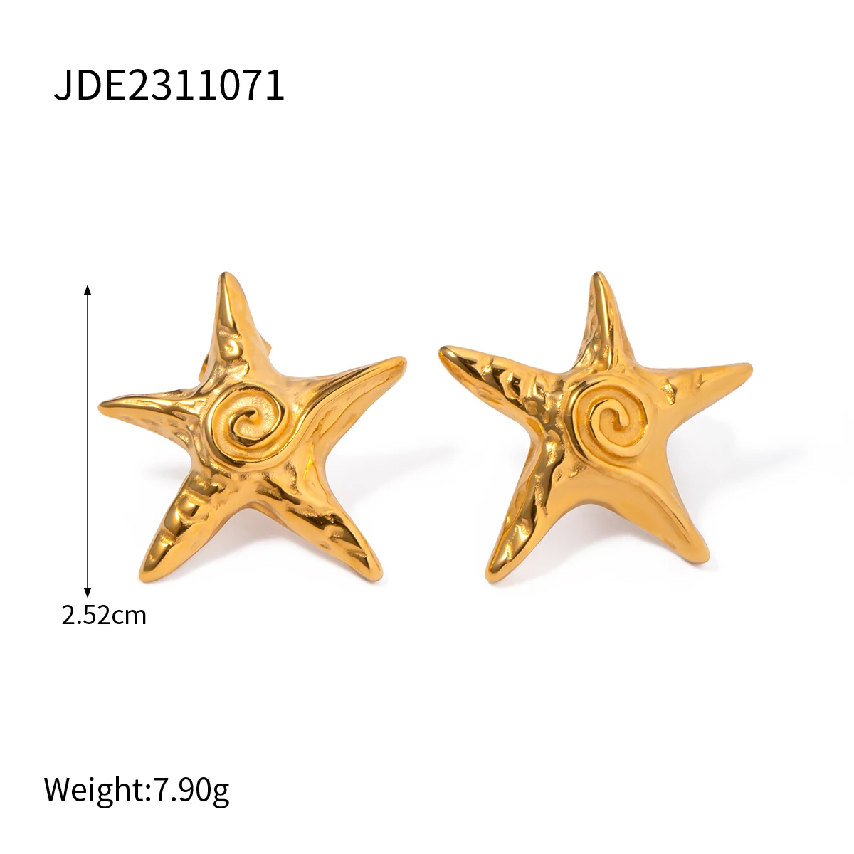 Stainless Steel Gold-Tone Star Earrings for Women 6 Stainless Steel Gold-Tone Star Earrings for Women - Image 6