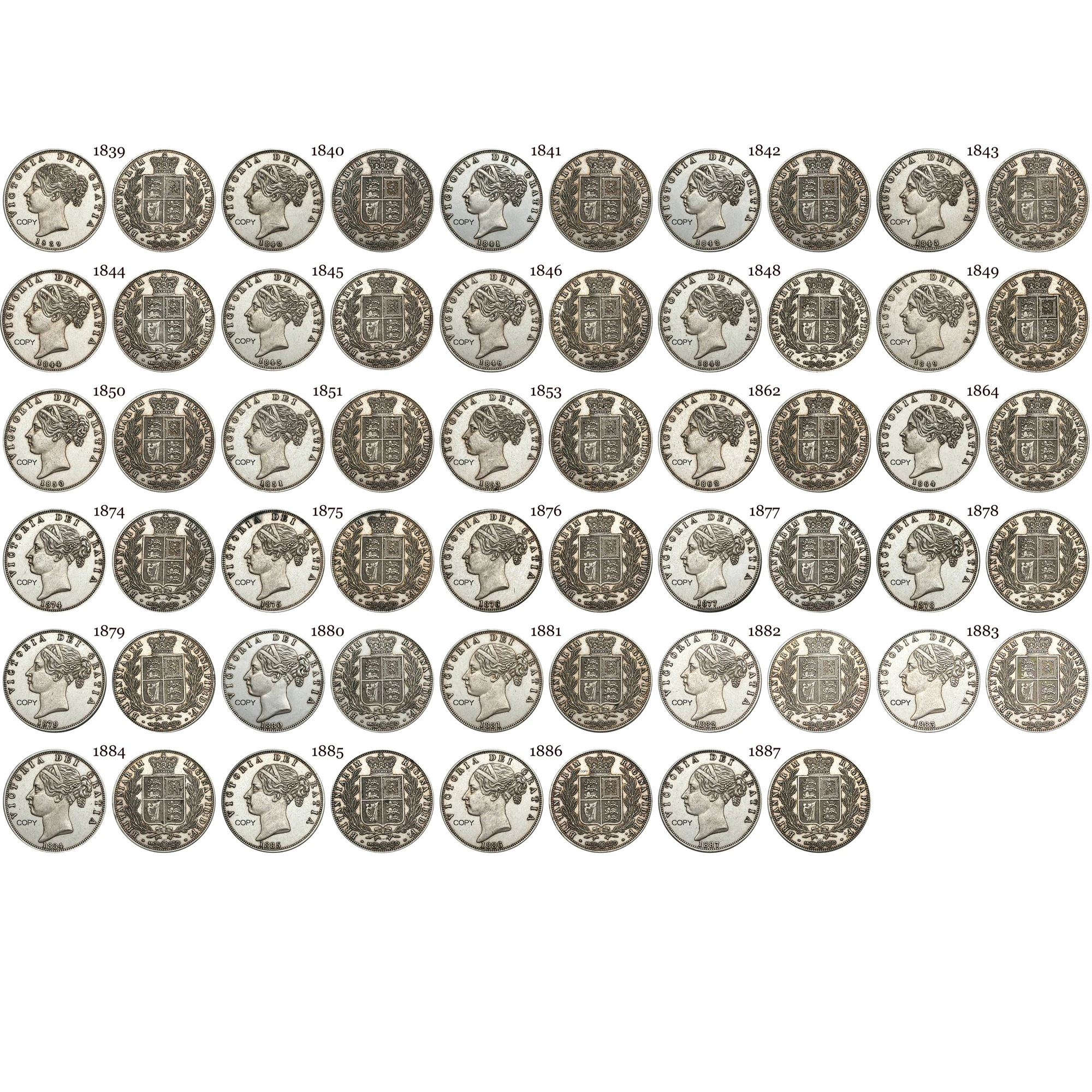 British Half Crown Coin Replica, 1840s-1850s 5 British Half Crown Coin Replica, 1840s-1850s - Image 5