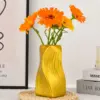 Vibrant Yellow Resin Wave Vase 30cm