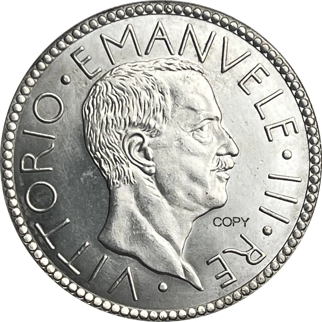 Vittorio Emanuele III Replica Coin, 1931 5 Vittorio Emanuele III Replica Coin, 1931 - Image 5