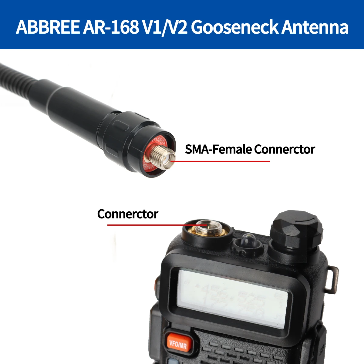 ABBREE Dual-Band Gooseneck Radio Antenna 23.5/31.3cm 3 ABBREE Dual-Band Gooseneck Radio Antenna 23.5/31.3cm - Image 3