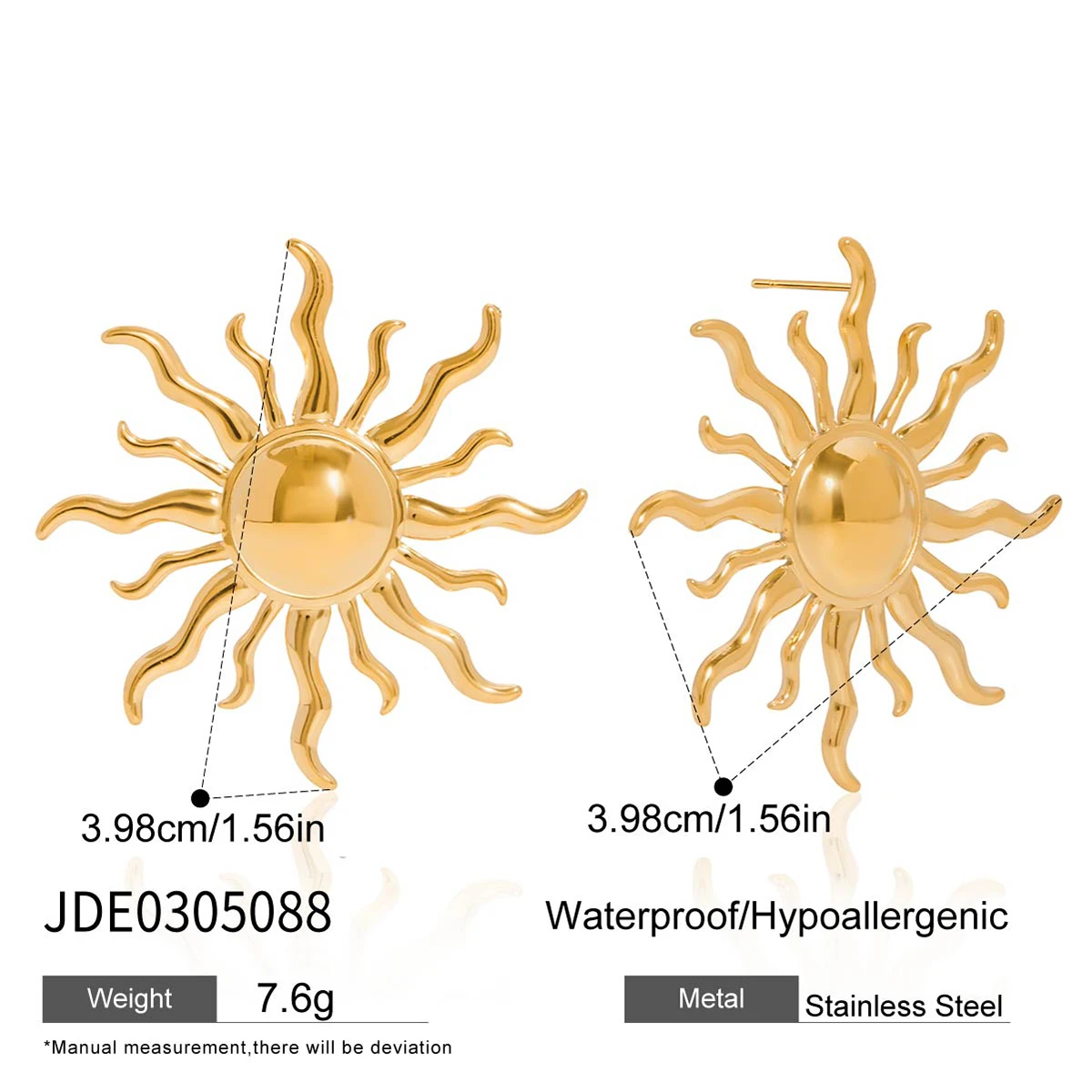 Stainless Steel Sun Earrings JDE0305088 7 Stainless Steel Sun Earrings JDE0305088 - Image 7