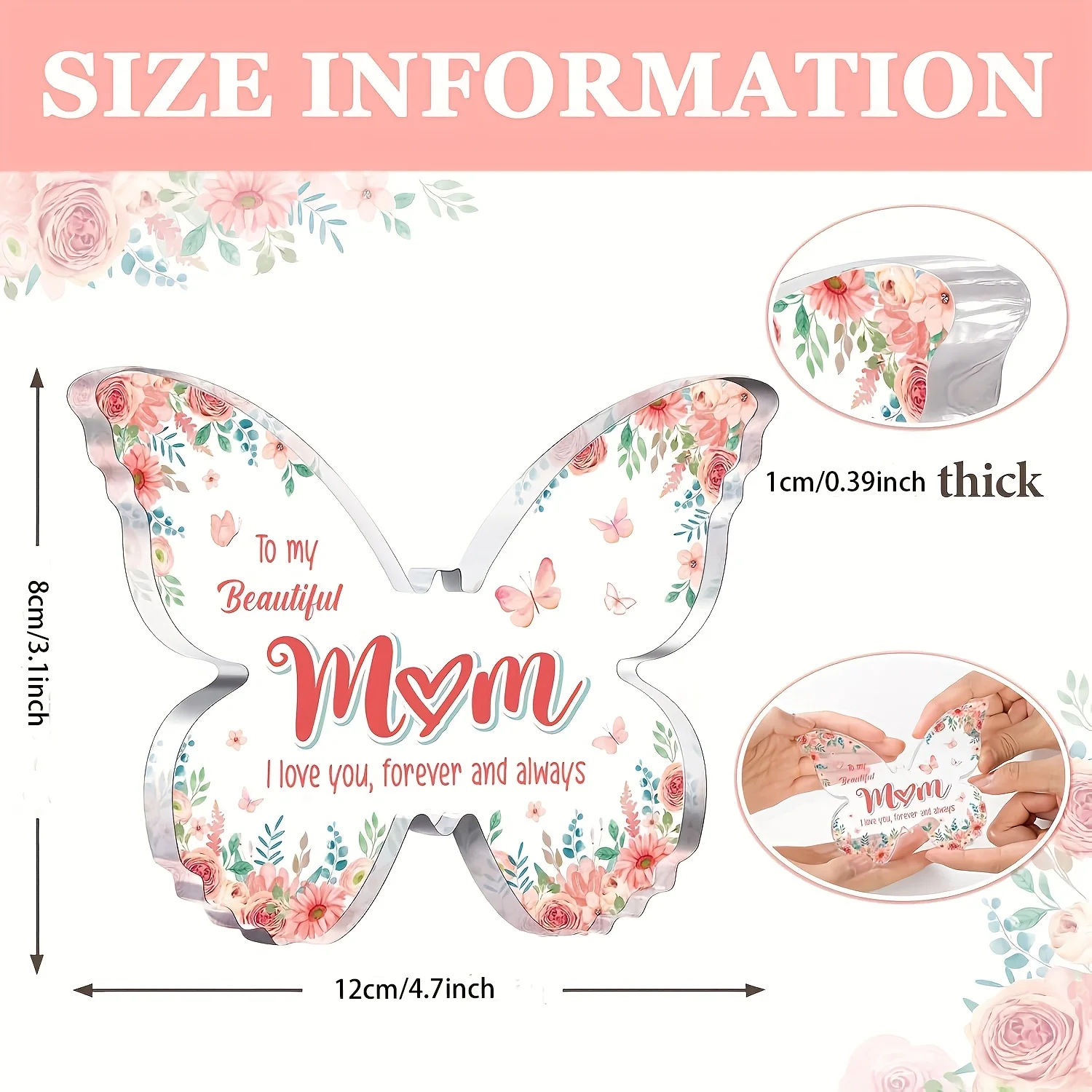 Butterfly-Shaped Acrylic Memorial Plaque for Mom 2 Butterfly-Shaped Acrylic Memorial Plaque for Mom - Image 2