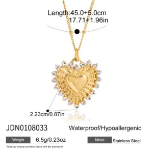Gold-tone Stainless Steel Heart Necklace JDN0108033 13 S8daf639af0f848b2bc81eb25b2da74c9L