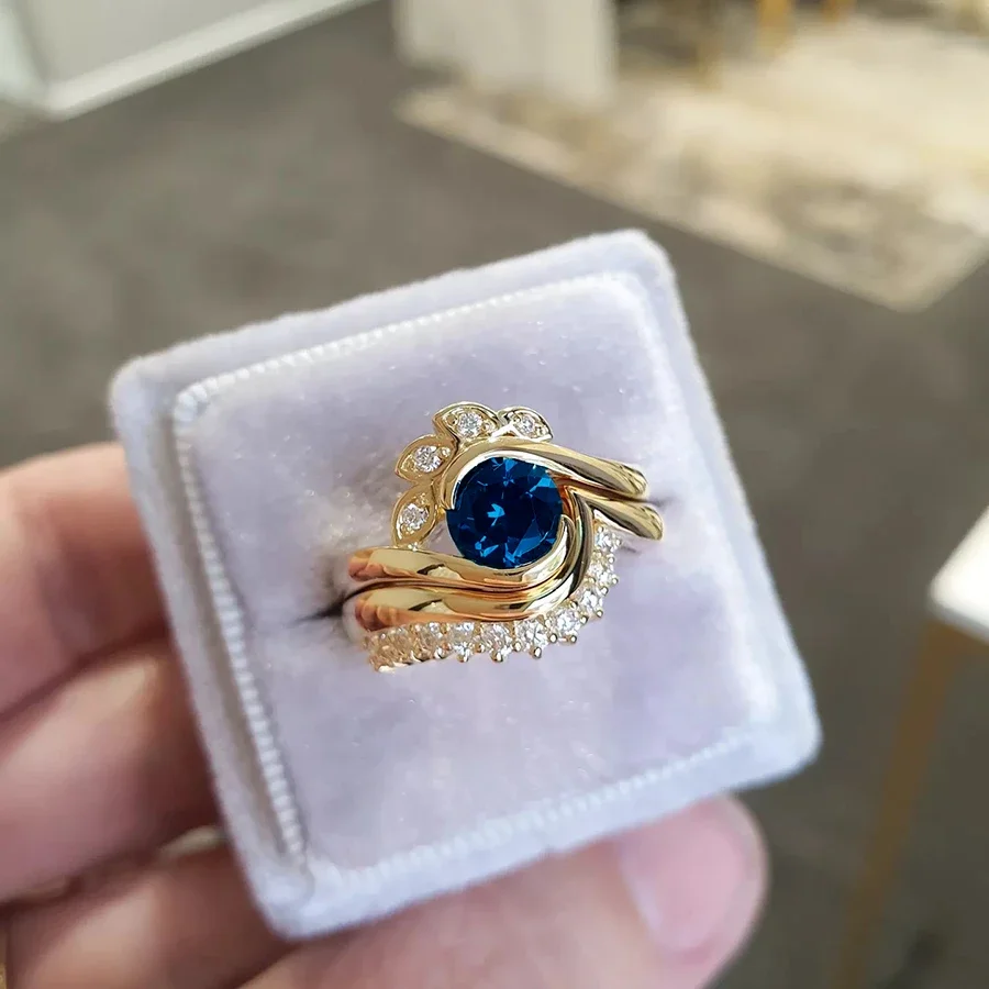 Blue and White Zircon Fashion Ring 3 Blue and White Zircon Fashion Ring - Image 3