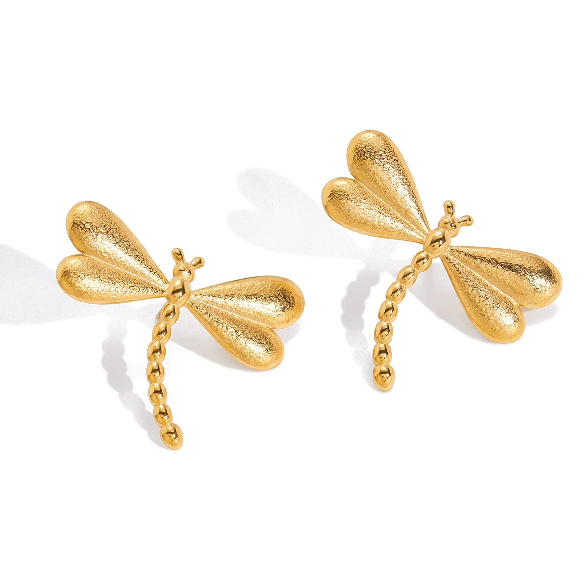 Stainless Steel Gold Dragonfly Earrings 1 Stainless Steel Gold Dragonfly Earrings