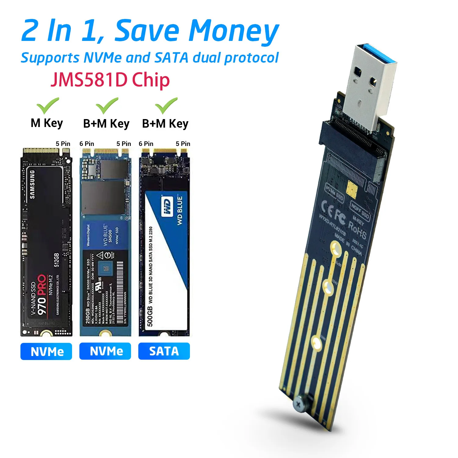M.2 NVMe USB 3.1 Adapter for SSDs 7 M.2 NVMe USB 3.1 Adapter for SSDs - Image 7