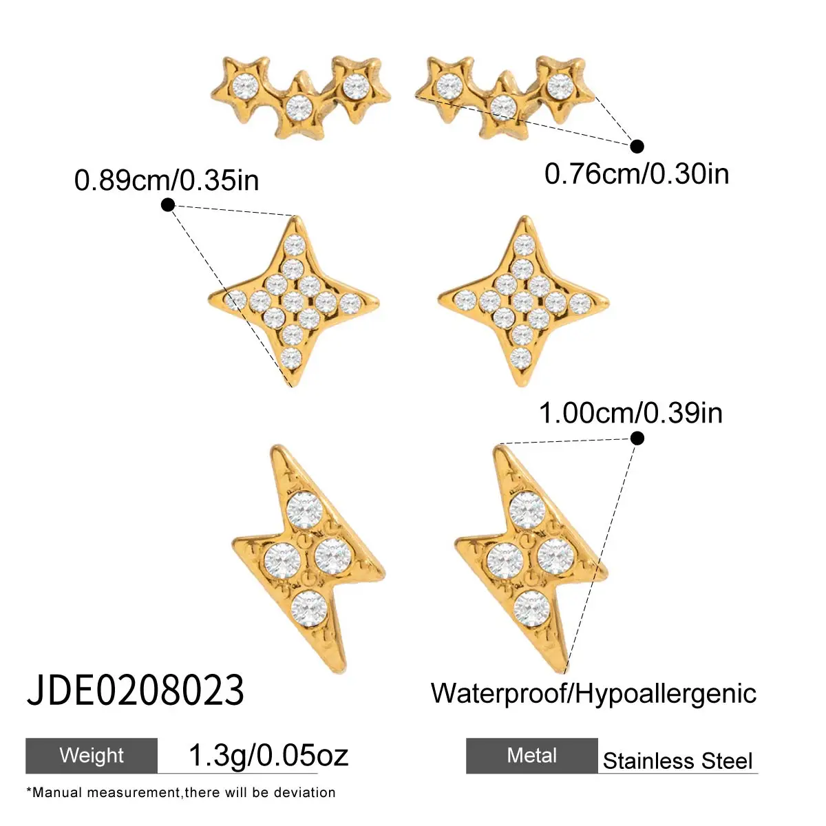 Gold-Tone Stainless Steel Earring Set for Women 7 Gold-Tone Stainless Steel Earring Set for Women - Image 7