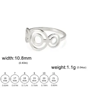 Double Circles Women's Ring in Silver or Gold 15 S8e37c13df2154ac99fb3cd526d118c97z