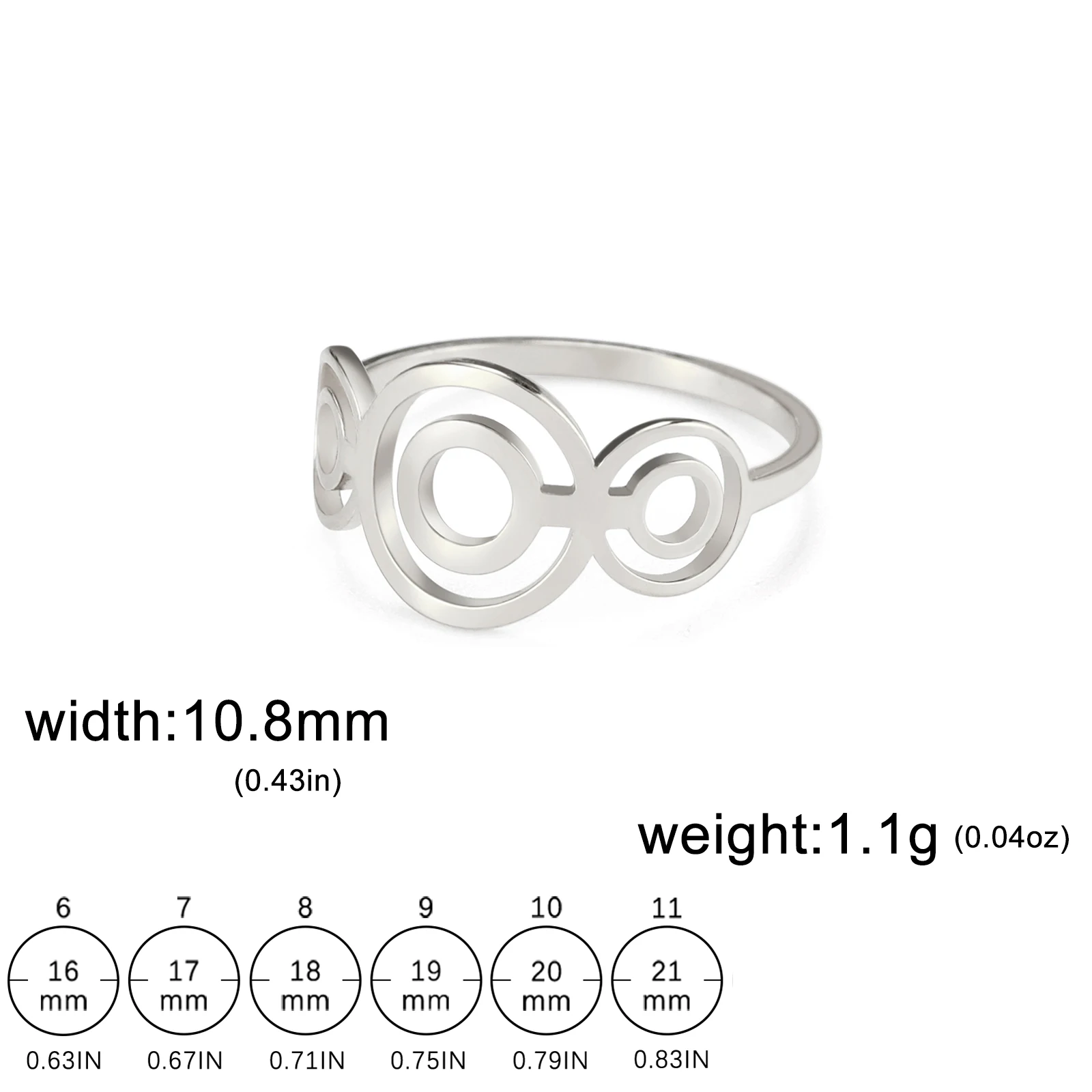 Double Circles Women's Ring in Silver or Gold 8 Double Circles Women's Ring in Silver or Gold - Image 8