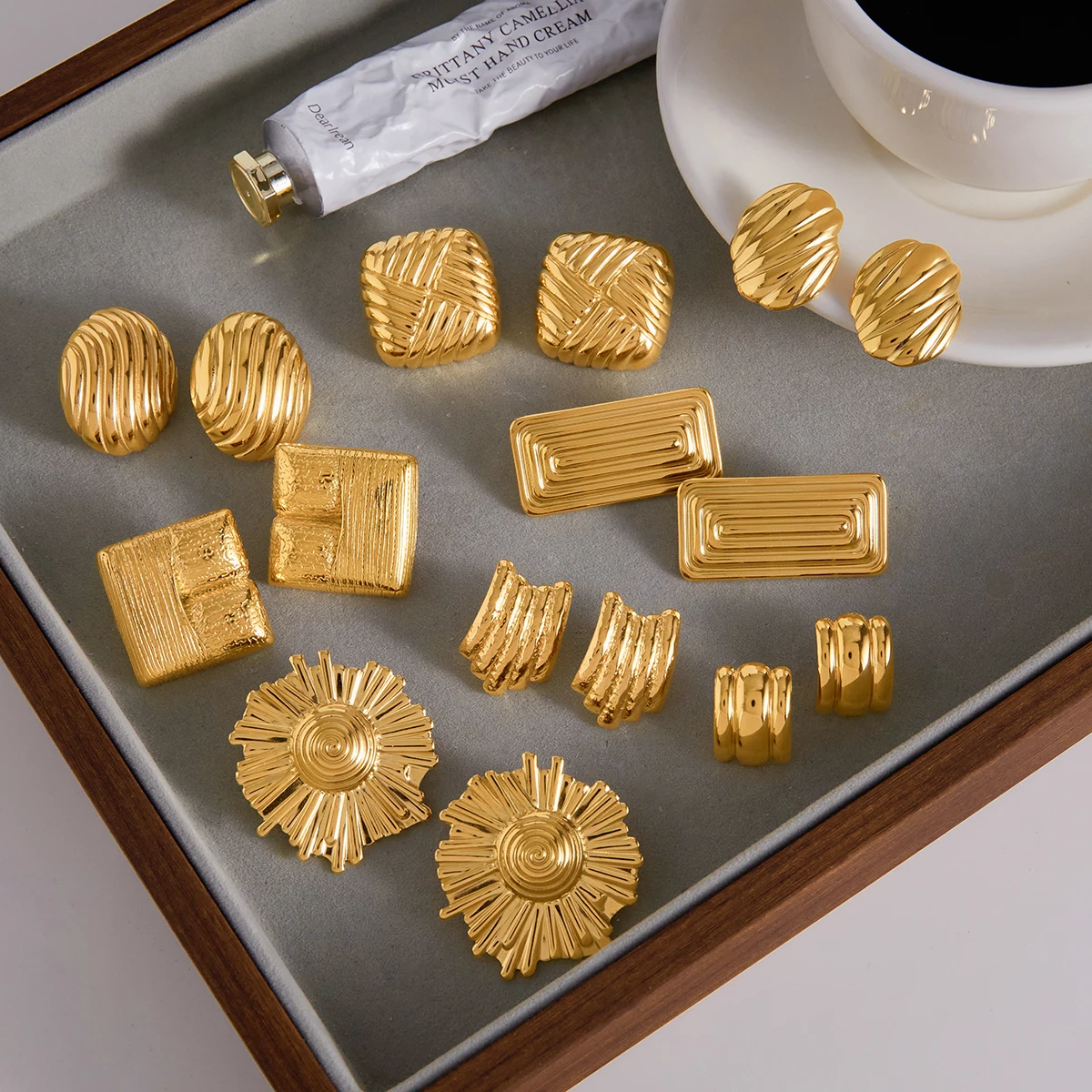 Stainless Steel Geometric Stud Earrings for Women 2 Stainless Steel Geometric Stud Earrings for Women - Image 2