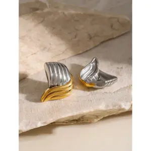 Stainless Steel Waves Earrings for Women 10 S8e6d0627056f4190bb5cda11f7b1fafcL