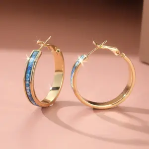 Gold and Blue Enamel Hoop Earrings 9 S8e75d21f871741d3a28e21b0fcafaacby