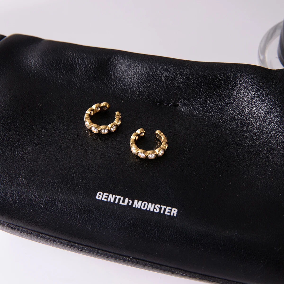 Stainless Steel Gold & Zircon C-Shape Earrings 5 Stainless Steel Gold & Zircon C-Shape Earrings - Image 5