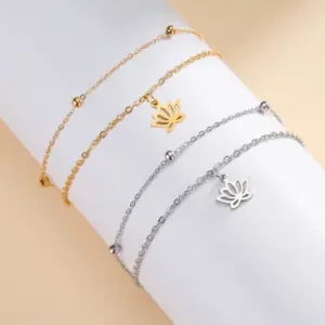 Stainless Steel Lotus Flower Bracelet