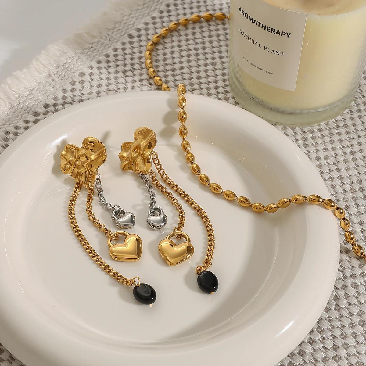 Stainless Steel Folded Heart Earrings 5 Stainless Steel Folded Heart Earrings - Image 5