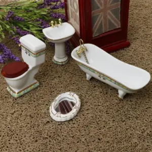 Elegant 1:12 Miniature Bathroom Scene Set 7 S8ec981c7ce644a428d307c6057f81308k