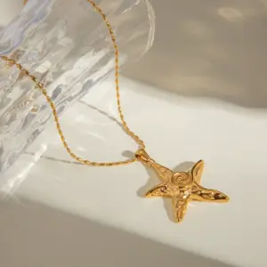 Gold-Toned Stainless Steel Starfish Necklace 11 S8ecdec45b2d2421da10e32e5a42924d92