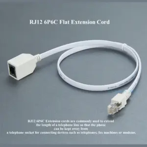 White RJ12 6P6C Extension Cable 0.6m 7 S8ed21511a3684b25943176ec351970967