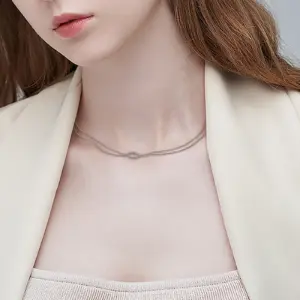 Stainless Steel Double Snake Necklace 10 S8ed277d3ae044f35978ca7de5f28b0a3J