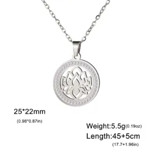Stainless Steel Lotus Flower Necklace 13 S8ee5c0bc8e324159ac073c6192294beab