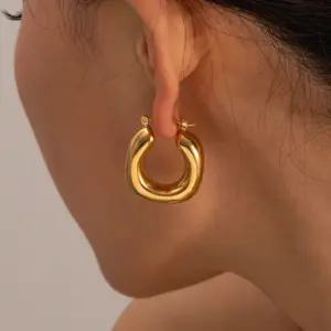 Gold Stainless Steel Minimalist Hoop Earrings