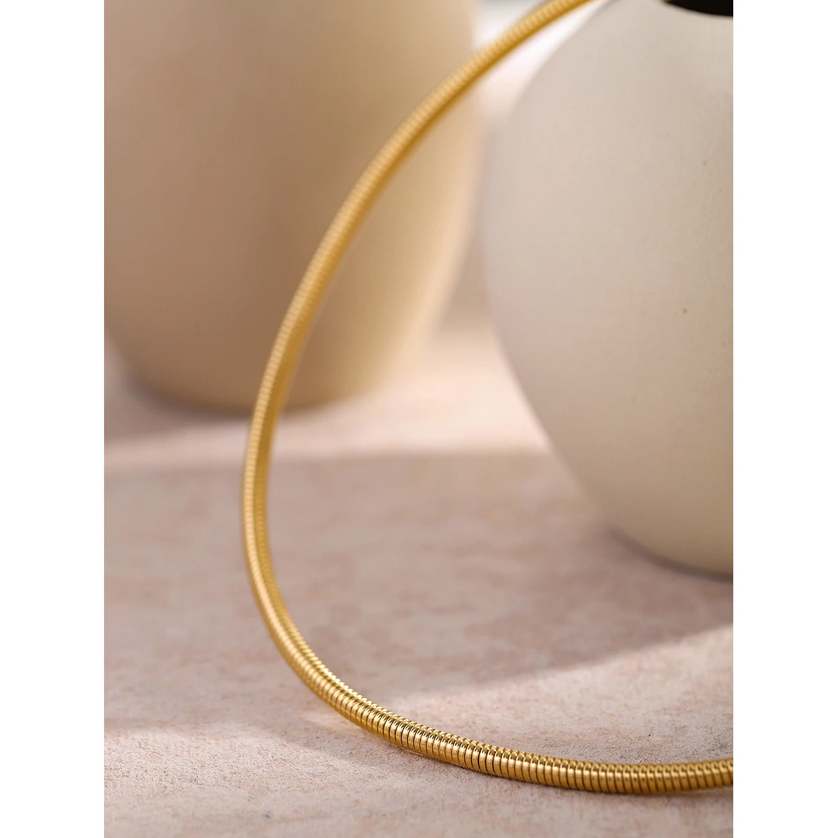 Stainless Steel Gold Snake Chain Necklace 5 Stainless Steel Gold Snake Chain Necklace - Image 5