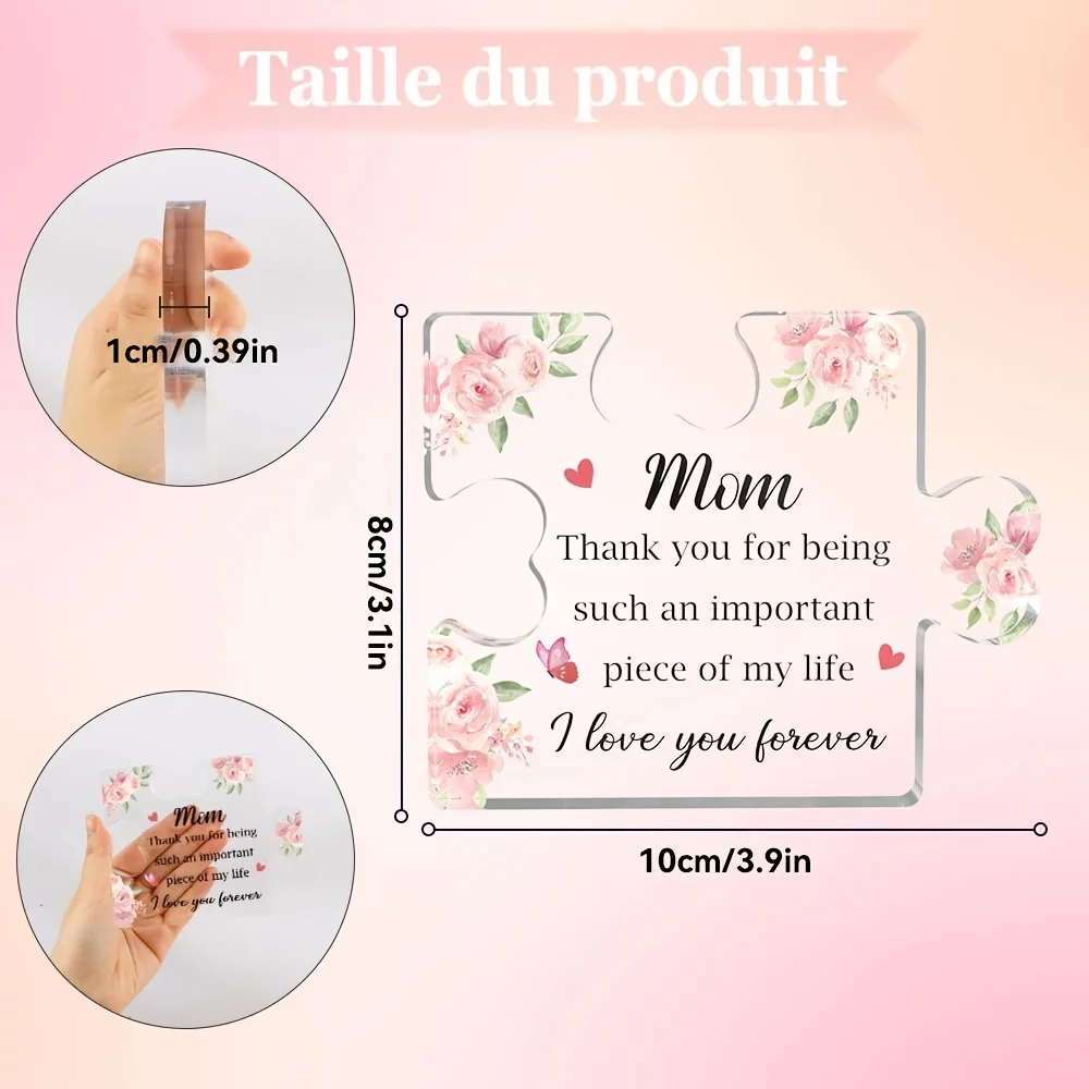 Elegant Pink Floral Acrylic Puzzle for Mom 3 Elegant Pink Floral Acrylic Puzzle for Mom - Image 3