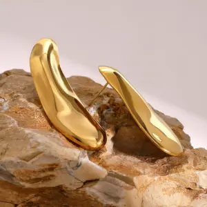 Gold-Tone Asymmetrical Stainless Steel Earrings 9 S8f4b064550fc40af8e6f605dfbec06dcC