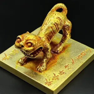 Gilded Metal Tiger Decorative Sculpture 13 S8f63856080a74837a9c8044eb1444cffI