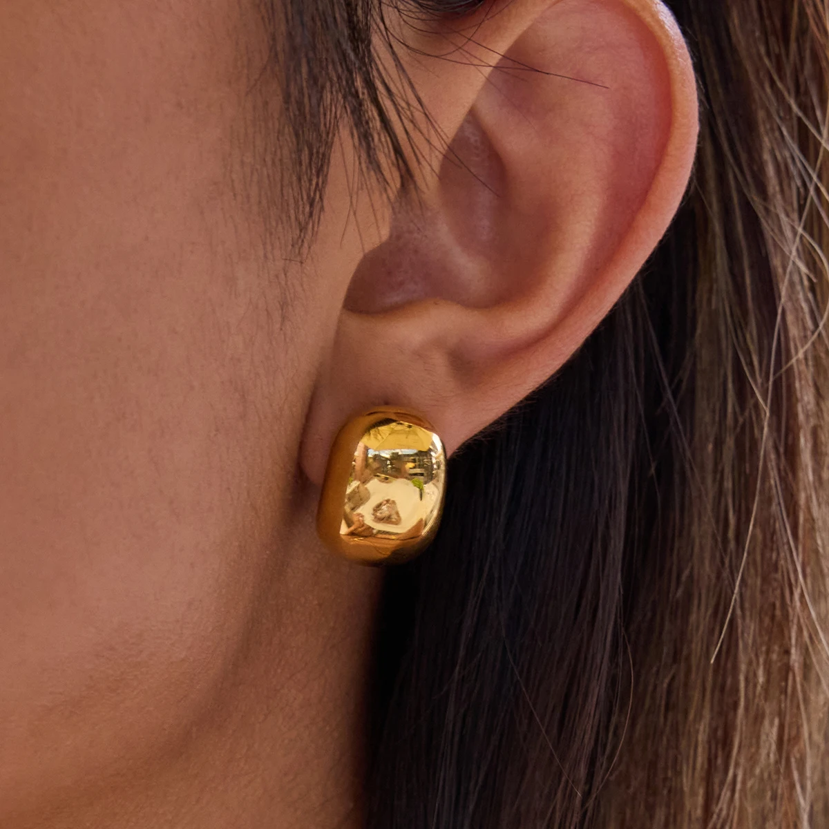 Stainless Steel Gold Bulles Earrings 10mm 2 Stainless Steel Gold Bulles Earrings 10mm - Image 2