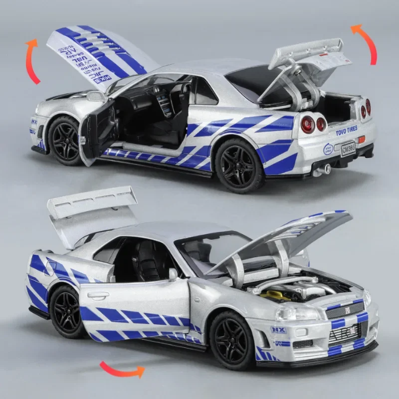 Nissan GTR34 Skyline Diecast Model 1/32 Scale 3 Nissan GTR34 Skyline Diecast Model 1/32 Scale - Image 3