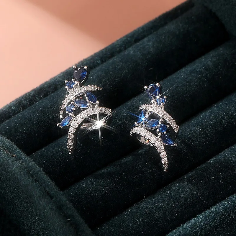 Silver Drop Earrings with Cubic Zirconia 4 Silver Drop Earrings with Cubic Zirconia - Image 4