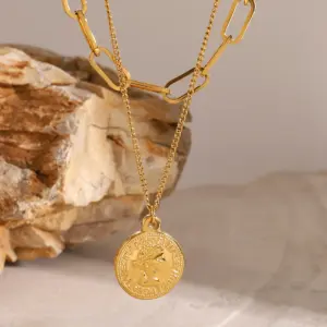 Gold-Toned Stainless Steel Layered Necklace 10 S900034068df84405b7c5ec673564ddb1U