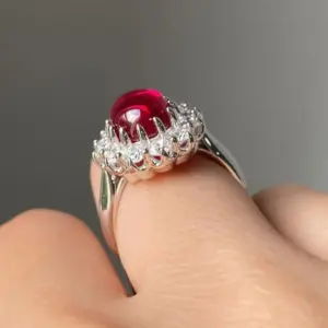 Red Oval Cocktail Ring with Rhinestones 6 S900541cfe5ff4641a41fbdae8d34aba5y