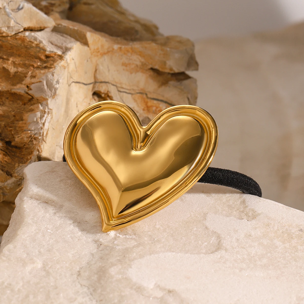 Stainless Steel Heart-Shaped Hair Ring 4 Stainless Steel Heart-Shaped Hair Ring - Image 4