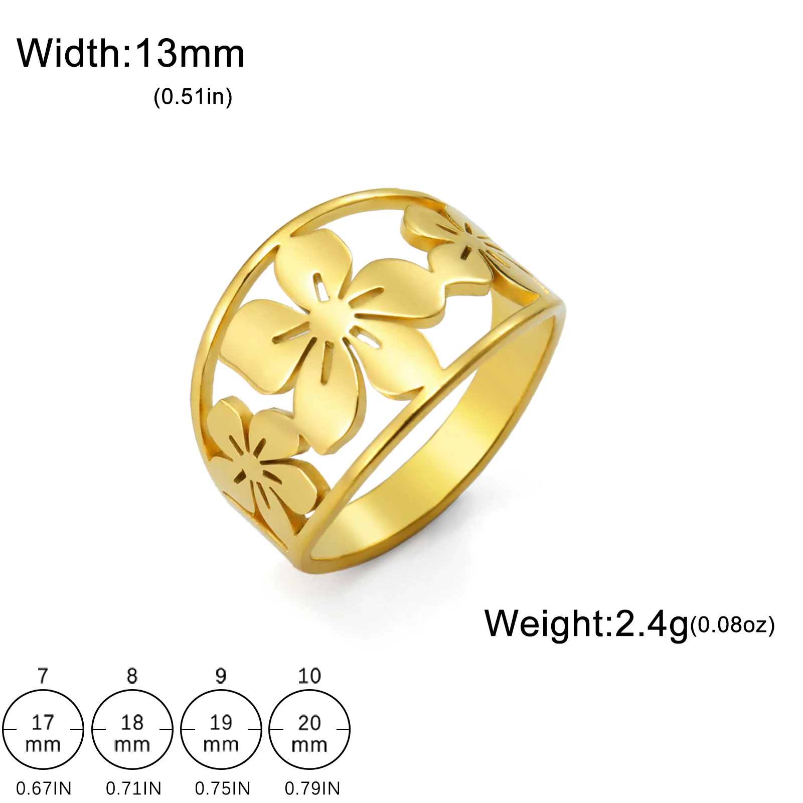 Stainless Steel Women's Floral Ring with Openwork Design 7 Stainless Steel Women's Floral Ring with Openwork Design - Image 7