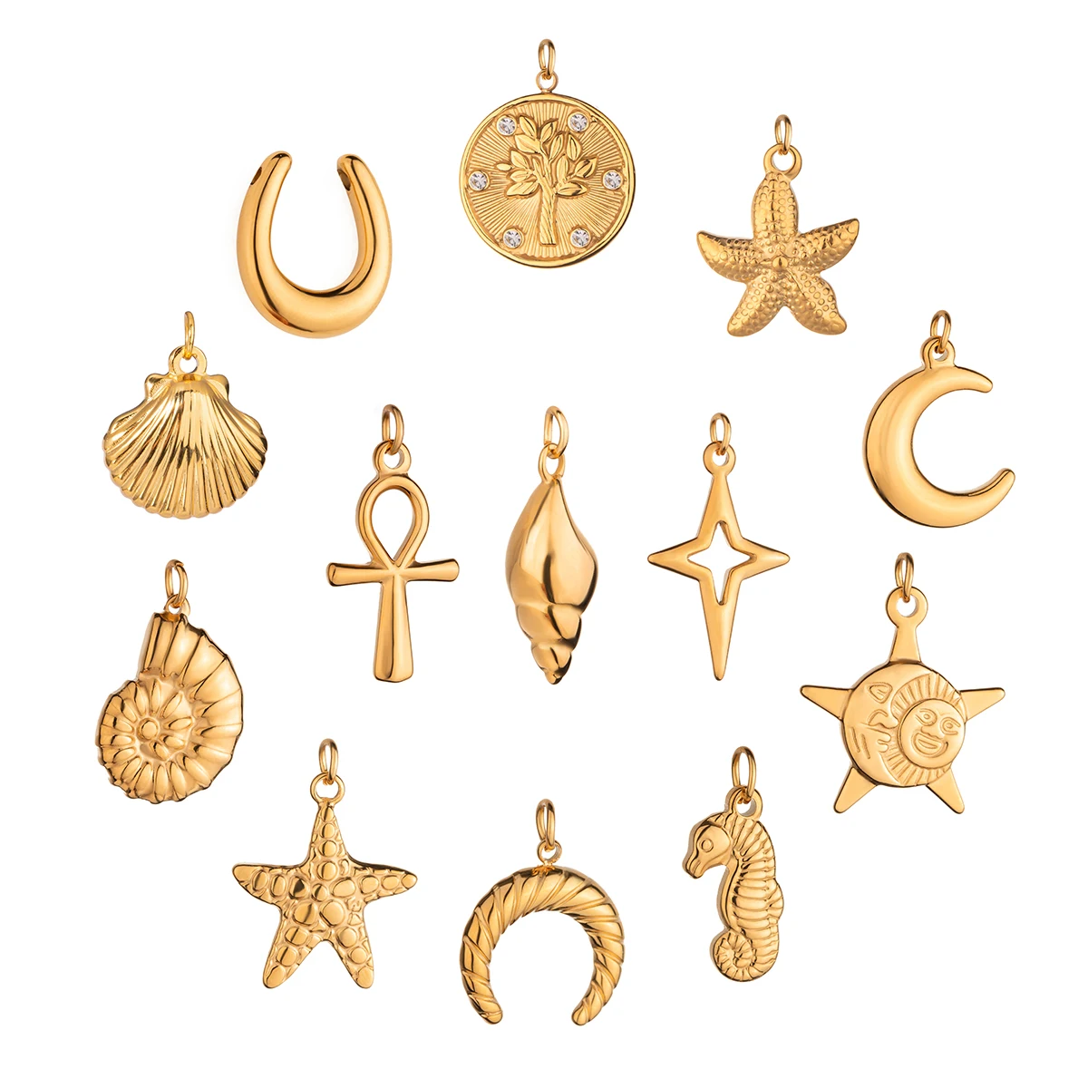 Gold Sea Star Charm Set for Jewelry making 6 Gold Sea Star Charm Set for Jewelry making - Image 6