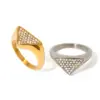 Stainless Steel Geometric Rhinestone Ring