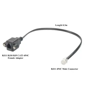 RJ11/RJ10/RJ9 Panel-Mount Extension Cable 30cm 6 S908c16b0cf4e49b3ab725602b398a226W