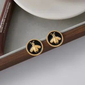 Stainless Steel Gold-Coated Bee Earrings 10 S90a815b4d0c145139169dd6b0a28ee14r