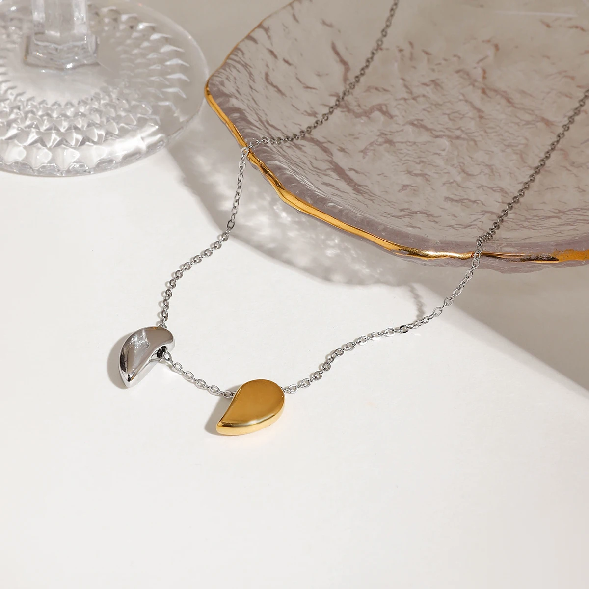 Two-tone Stainless Steel Heart Necklace JDN0211001 6 Two-tone Stainless Steel Heart Necklace JDN0211001 - Image 6