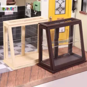 miniature dollhouse display cabinet in coffee or khaki